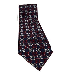 Cole Haan Men Silk Tie Navy Red Equestrian Horse Bit Nautical Classic Preppy 58"